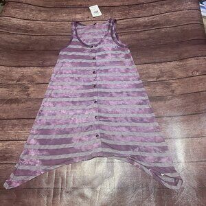 Women’s Splendid Purple And Gray Striped Tank Top Size 12 NWT Asymmetrical
